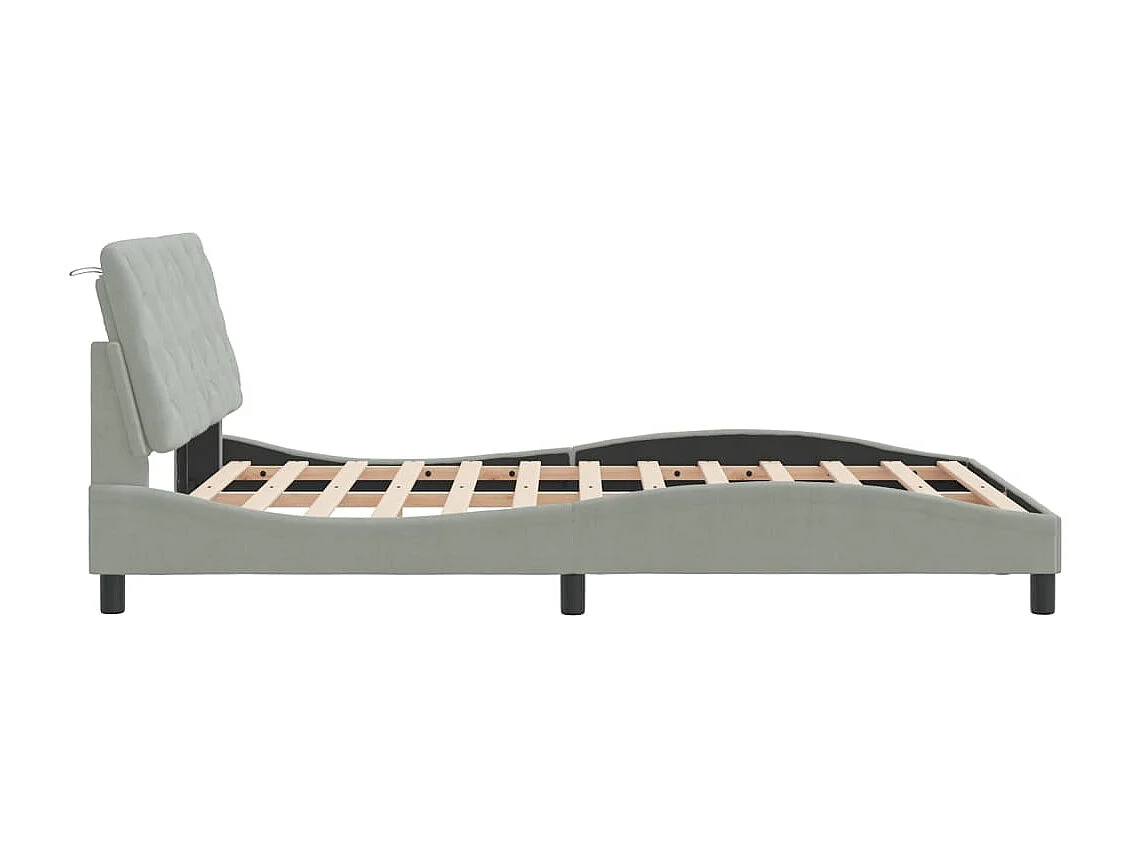 Struttura letto con LED senza materasso grigio chiaro 140x200cm velluto