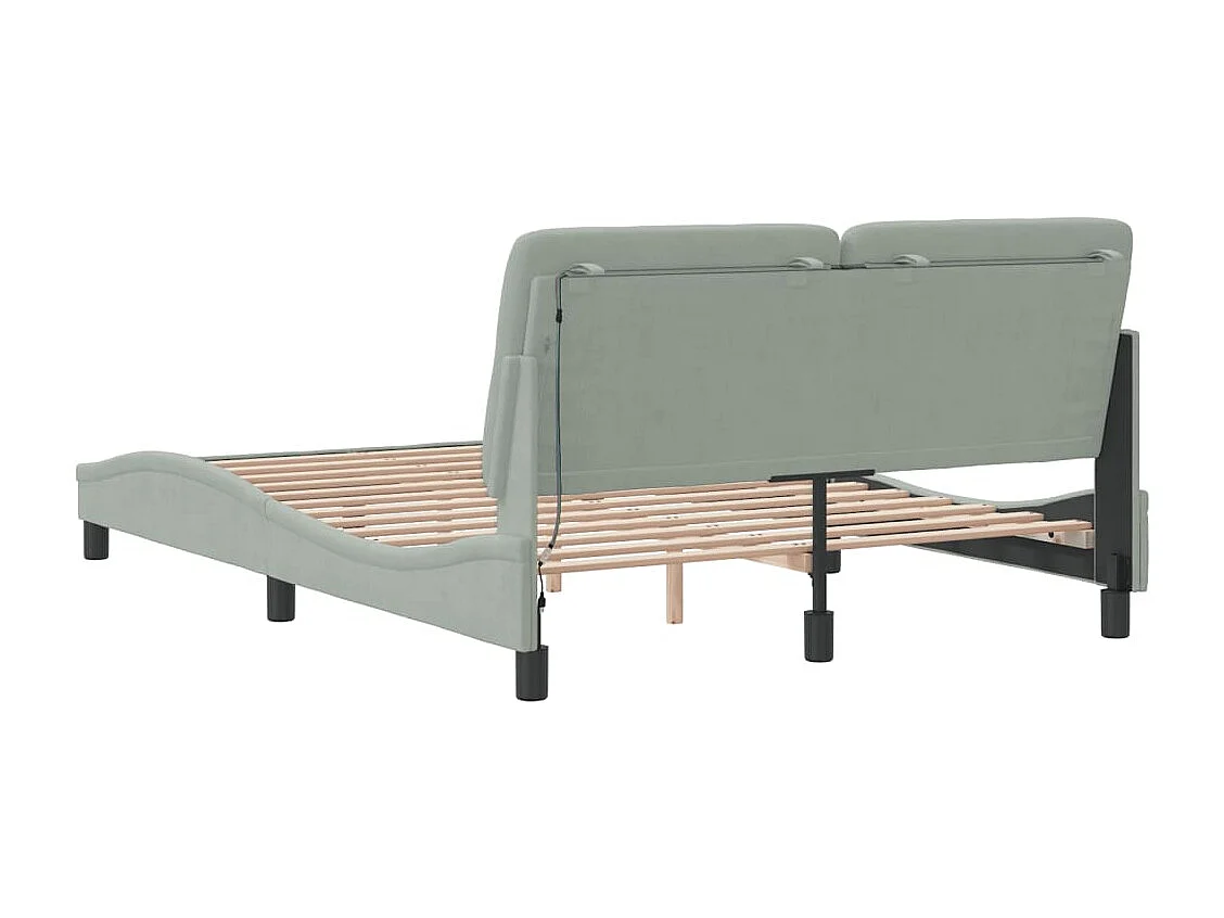 Struttura letto con LED senza materasso grigio chiaro 140x200cm velluto