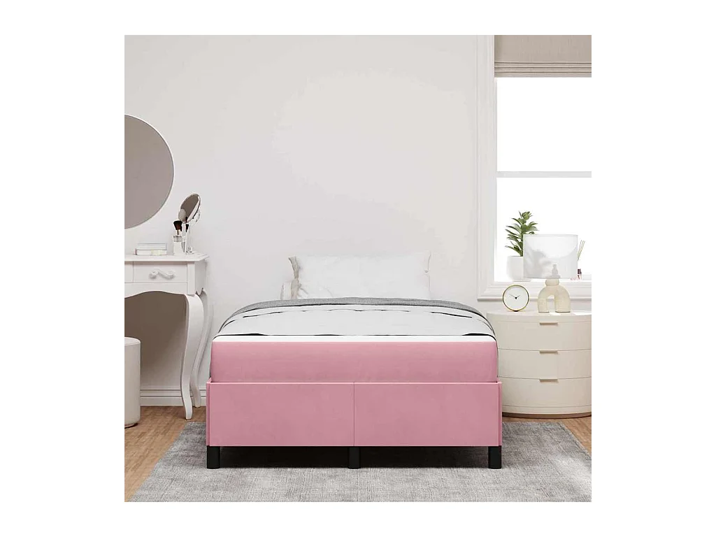 Bedframe met matras Roze en wit 120 x 200 cm Fluweel
