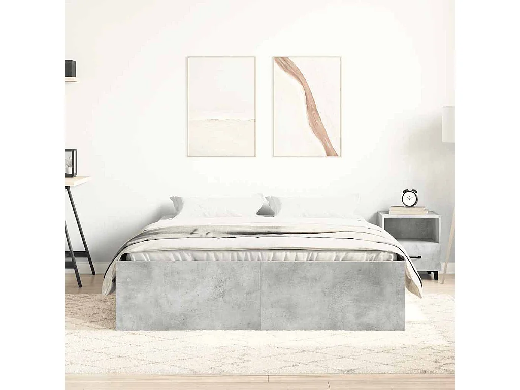 Cadre de lit sans matelas gris béton 120x200 cm
