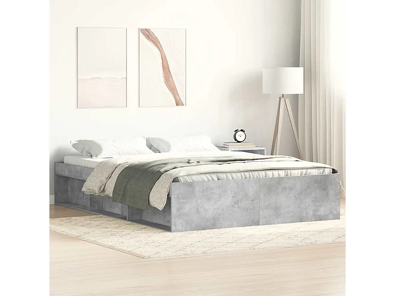 Cadre de lit sans matelas gris béton 120x200 cm