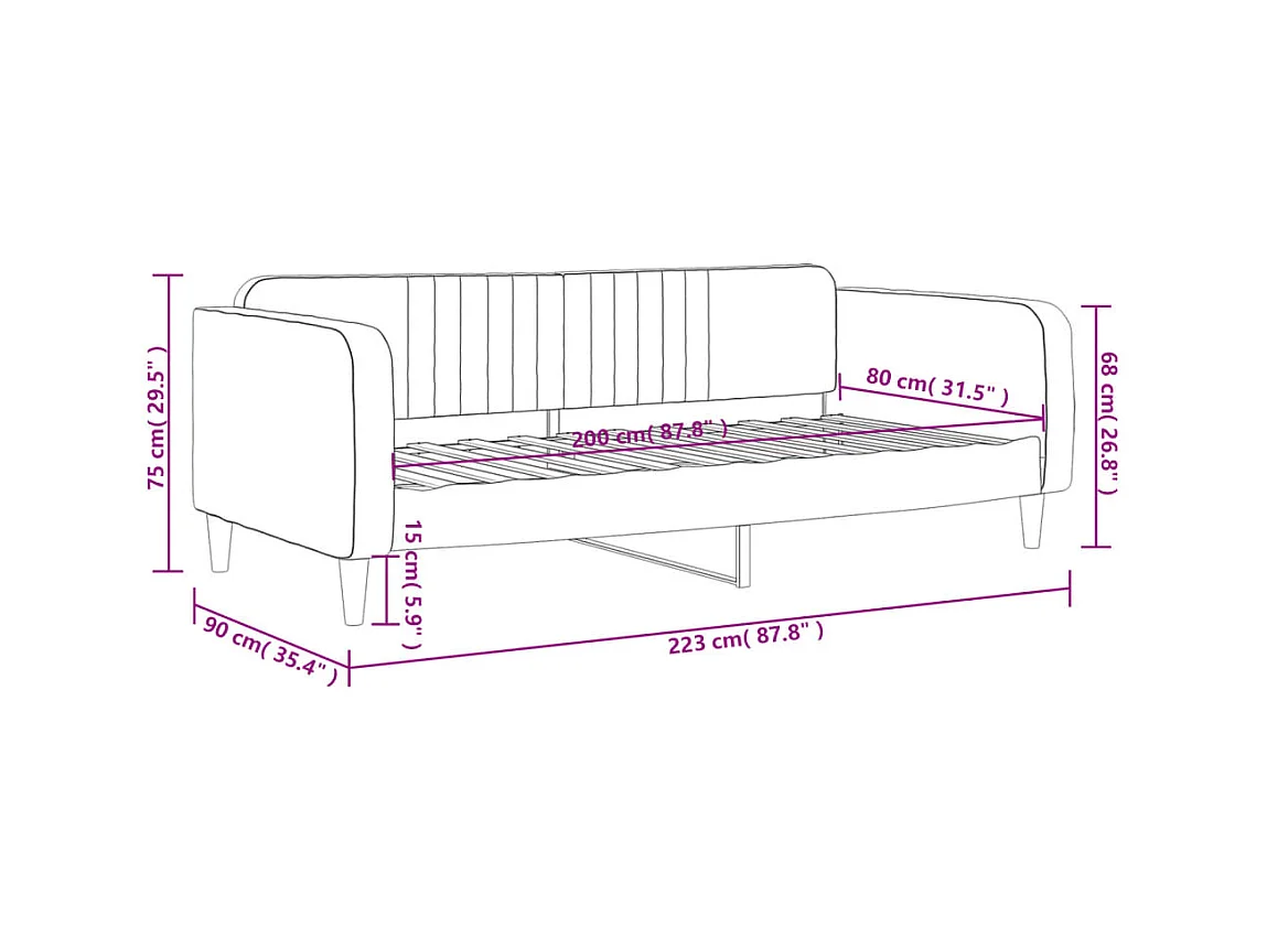 Lit de repos sans matelas noir 80x200 cm velours