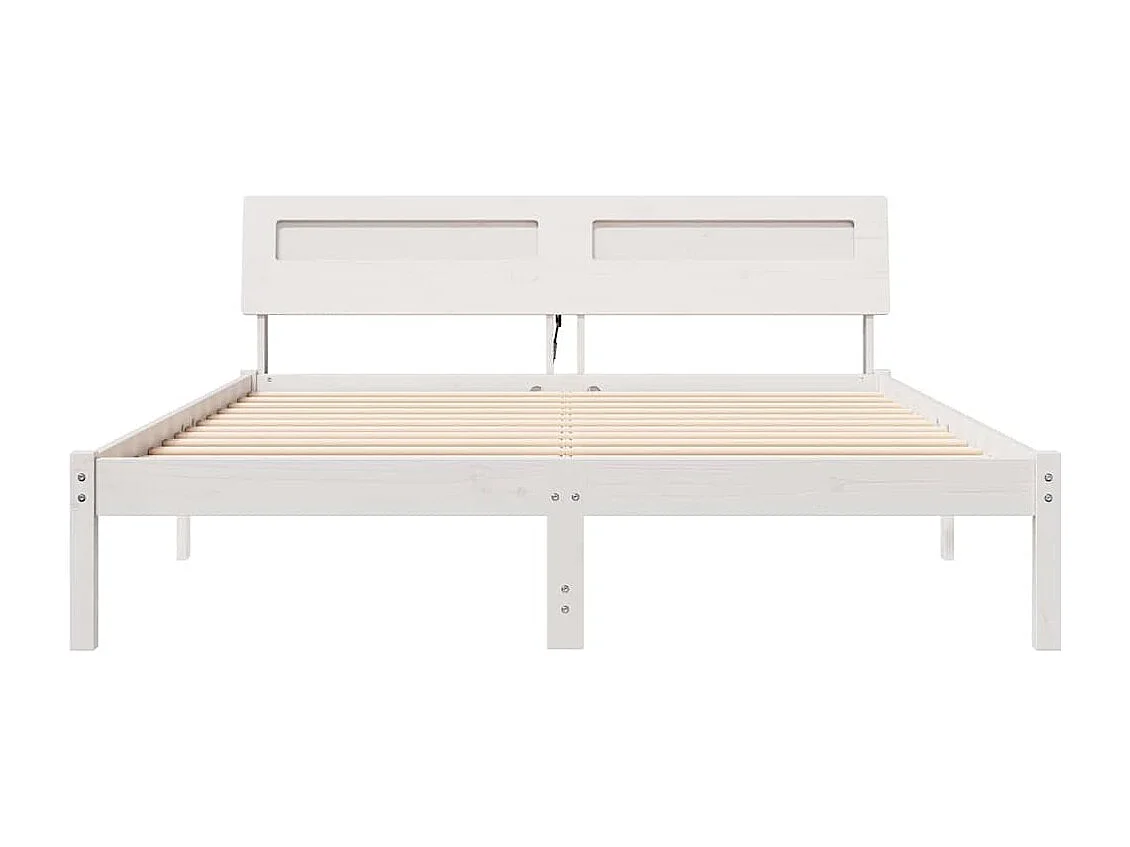 Cadre de lit Blanc 150 x 200 cm Bois massif en pin
