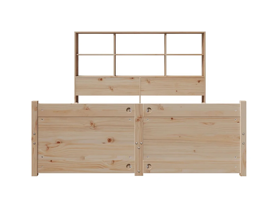 Letto a libreria senza materasso 160x200 cm in legno massello di pino