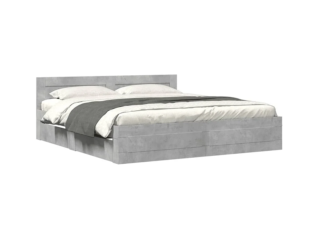 Bettgestell Kopfteil ohne Matratze Betongrau 200x200 cm