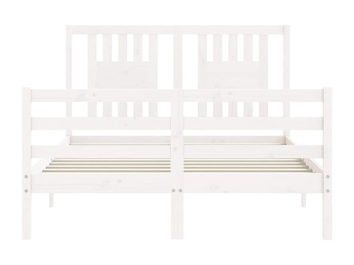 Estructura de cama de madera maciza blanca sin colchón