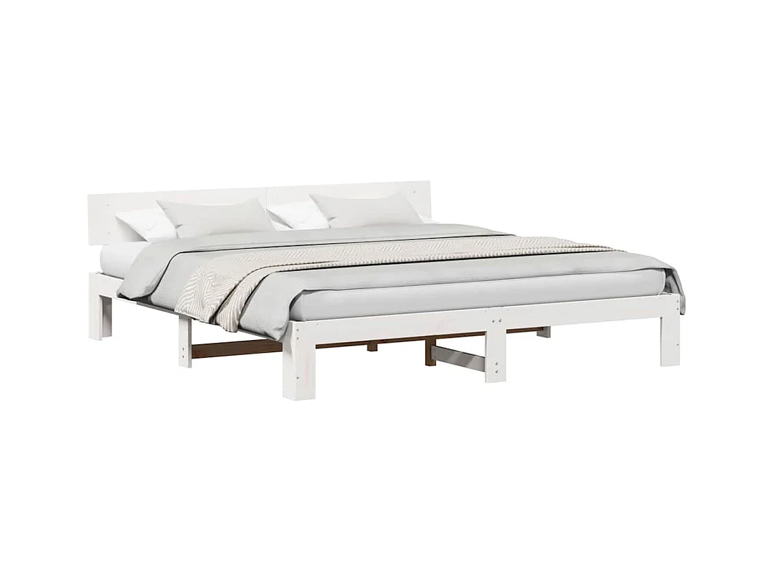 Struttura letto bianca 180 x 200 cm Legno massello di pino