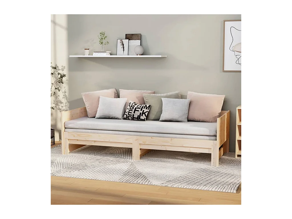 Letto scorrevole senza materasso in legno massello di pino 2x(90x190) cm