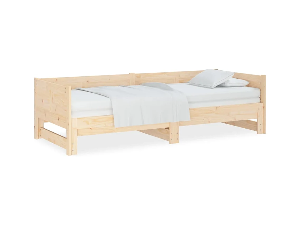 Letto scorrevole senza materasso in legno massello di pino 2x(90x190) cm