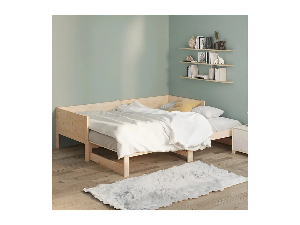 Letto scorrevole senza materasso in legno massello di pino 2x(90x190) cm