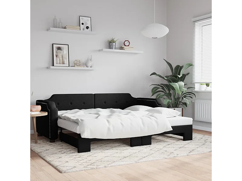 Divano letto con letto estraibile senza materasso nero 90x200 cm