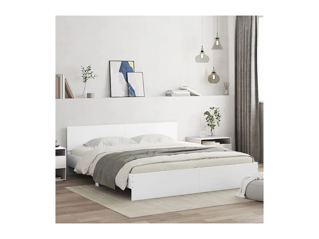 Cadre de lit avec LED sans matelas blanc 180x200 cm