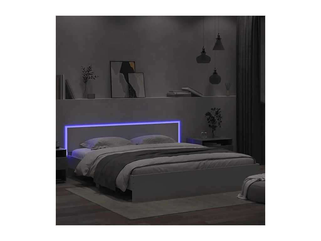 Cadre de lit avec LED sans matelas blanc 180x200 cm