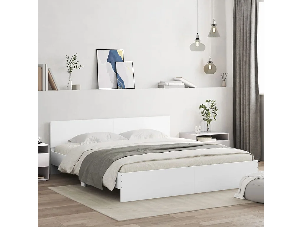 Estructura de cama con LED sin colchón blanco 180x200 cm