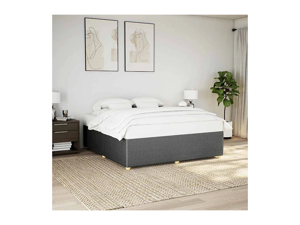 Bedframe zonder matras donkergrijs 180x200 cm stof