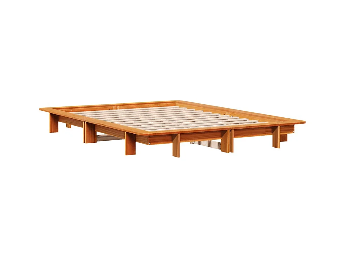 Estructura de cama sin colchón marrón cera 140x190cm madera maciza de pino