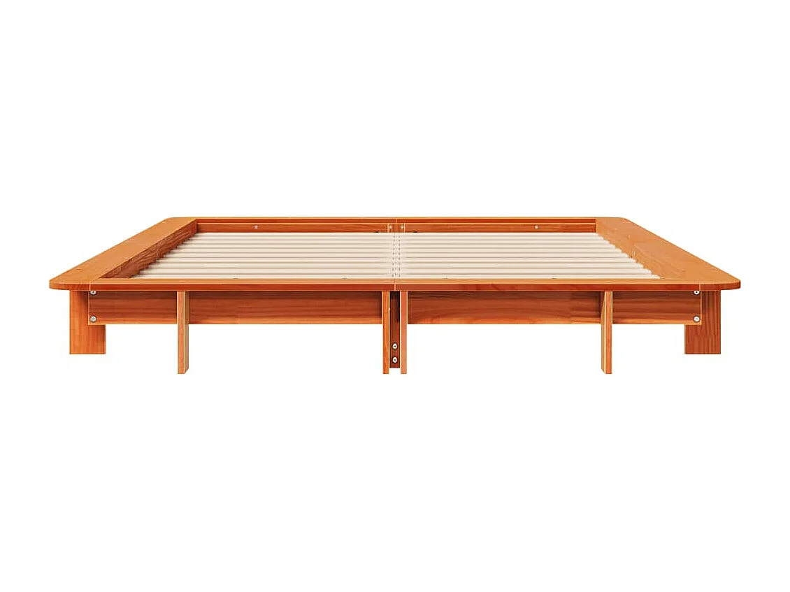 Estructura de cama sin colchón marrón cera 140x190cm madera maciza de pino