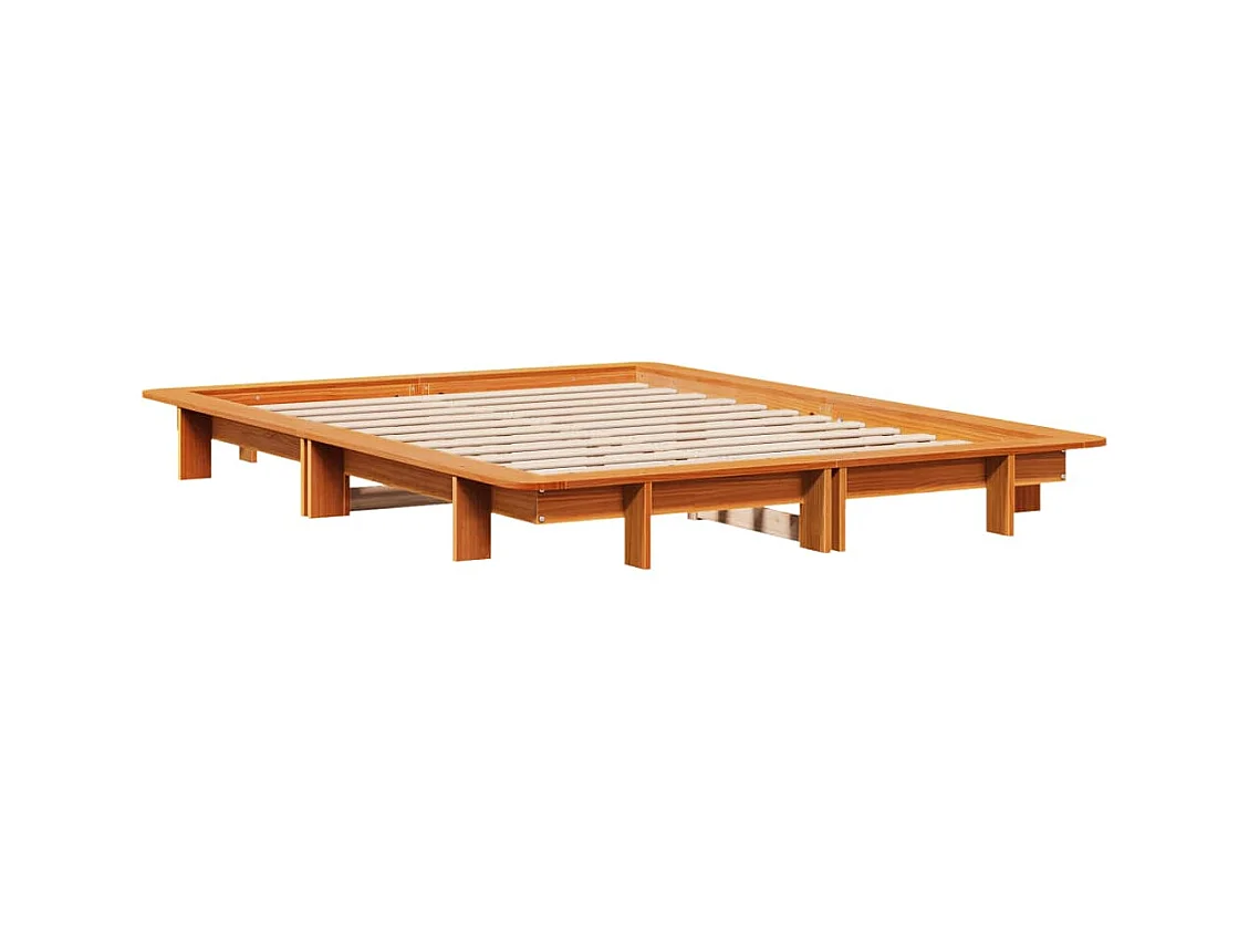 Estructura de cama sin colchón marrón cera 140x190cm madera maciza de pino
