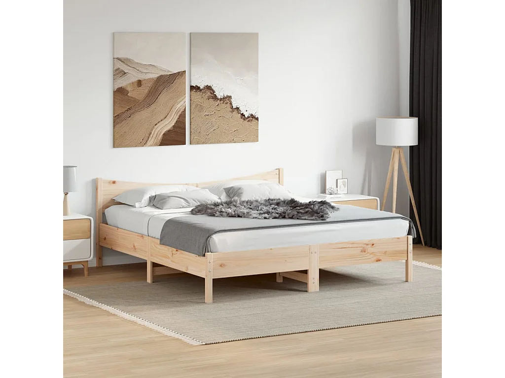 Estructura de cama sin colchón 180x200 cm madera maciza de pino