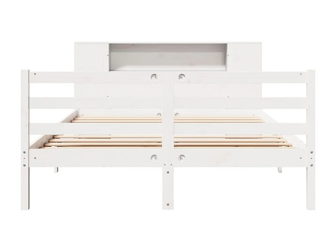 Cama librería blanca sin colchón 135x190 cm madera maciza de pino