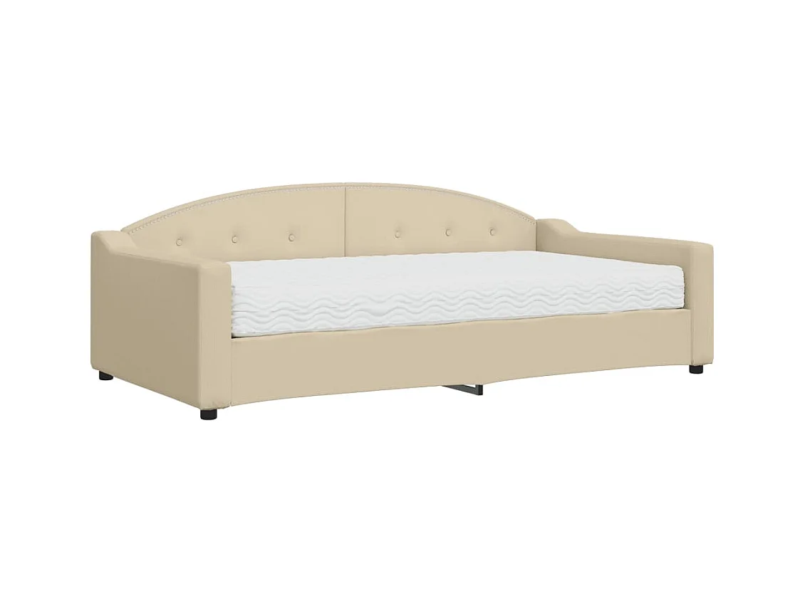 Cama de día con colchón de tela color crema 100x200 cm
