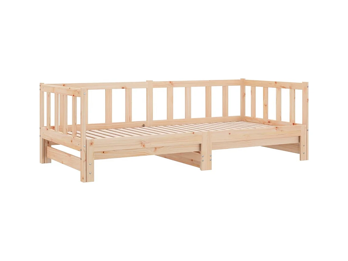 Dagbed en uitschuifbed zonder matras 90x200 cm massief hout