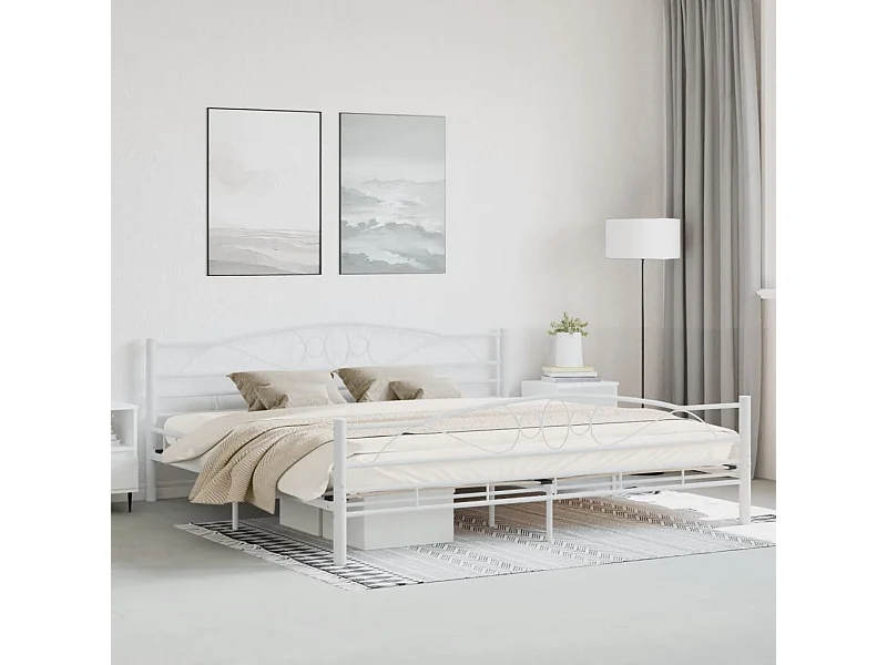 Struttura letto senza materasso in metallo bianco 200x200 cm