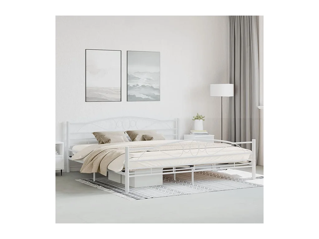 Struttura letto senza materasso in metallo bianco 200x200 cm