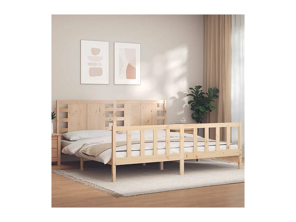 Cadre de lit sans matelas 200x200 cm bois massif de pin