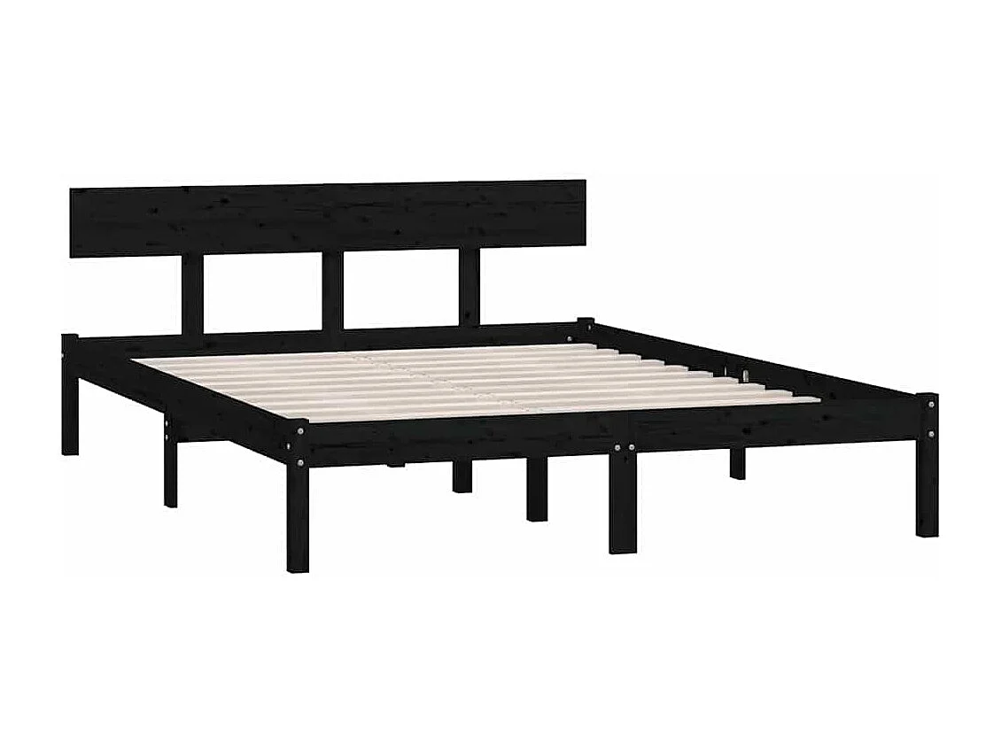 Estructura de cama sin colchón de madera maciza negra 140x200 cm