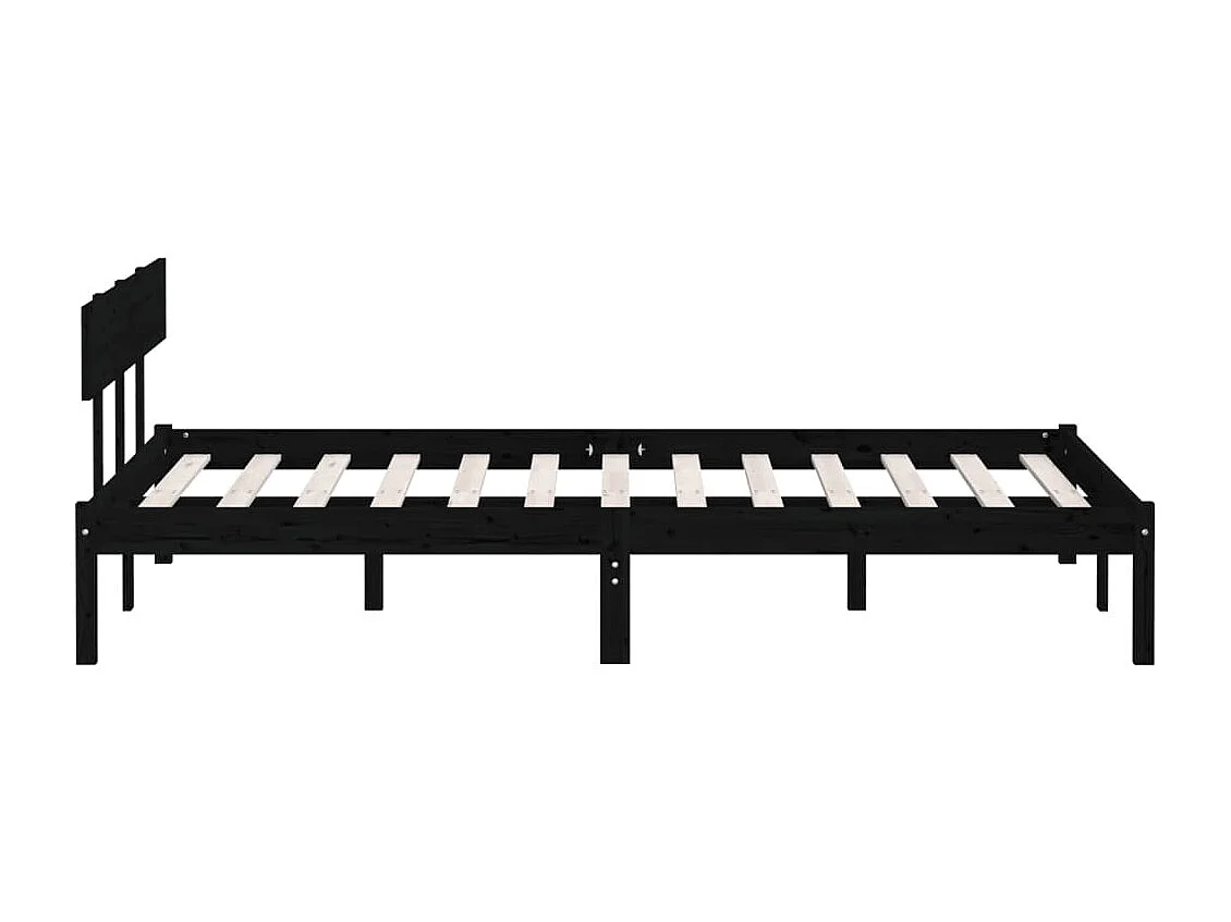 Bedframe zonder matras zwart massief hout 140x200 cm