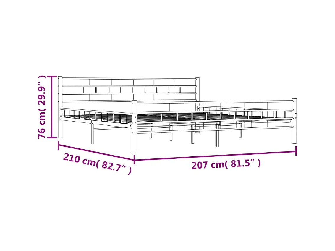 Bedframe zonder matras zwart staal 200x200 cm