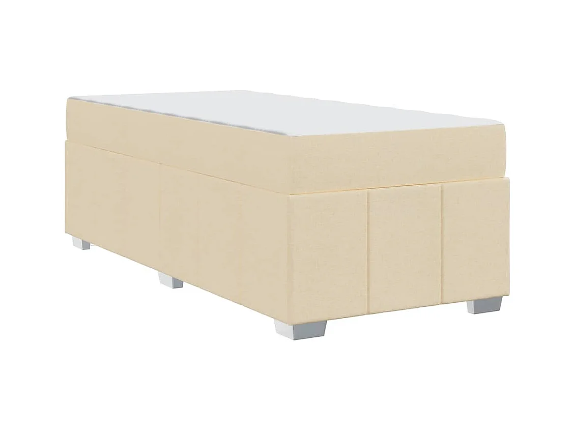 Estructura de cama con colchón de tela color crema 90 x 200 cm