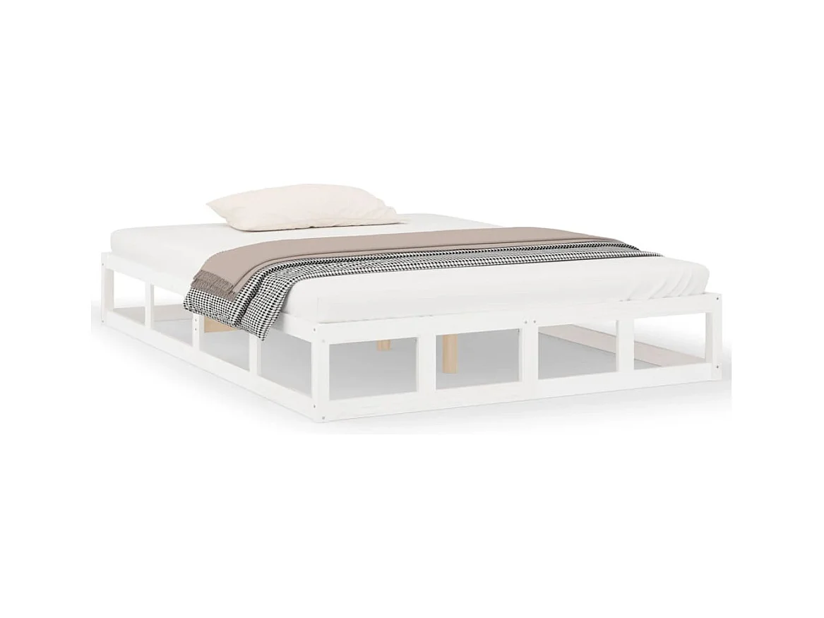 Cadre de lit sans matelas blanc 140x200 cm bois massif