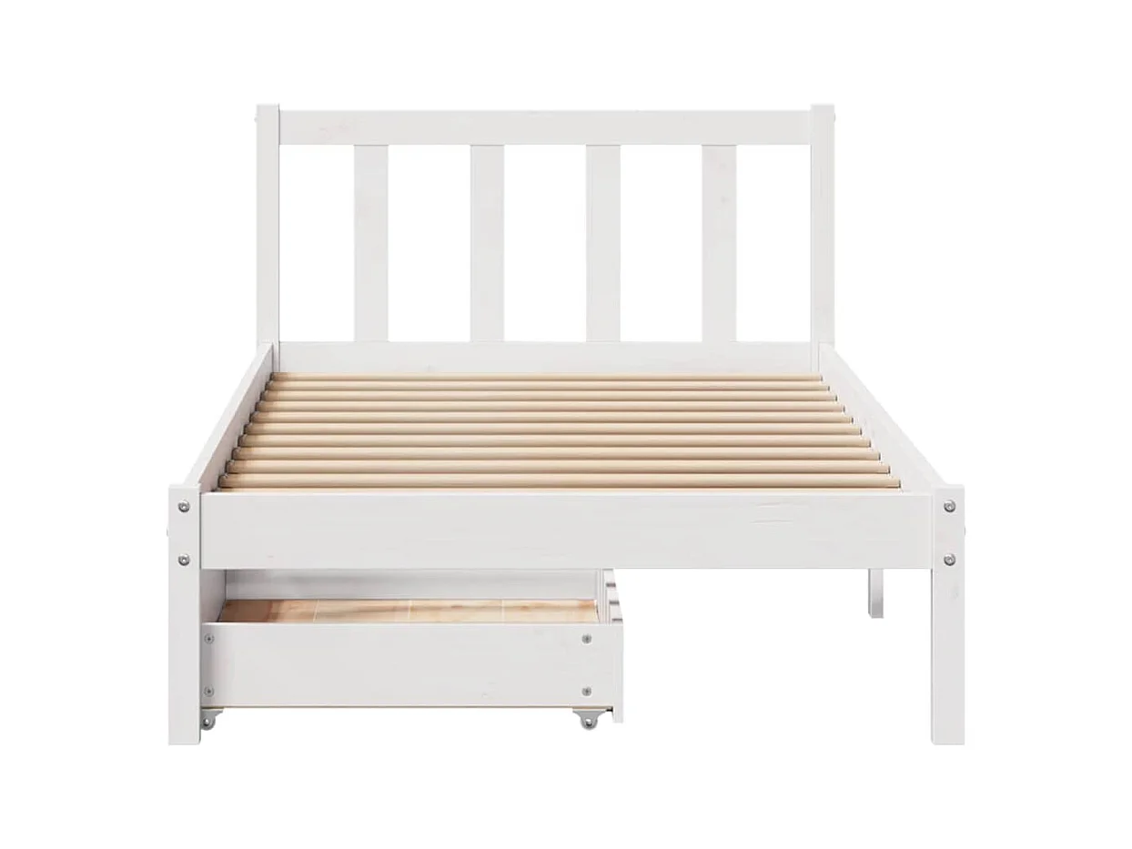 Struttura letto senza materasso bianco 100x200 cm in legno massello di pino