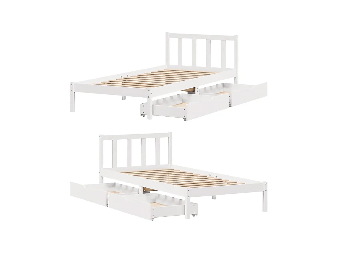 Bedframe zonder matras wit 100x200 cm massief grenenhout