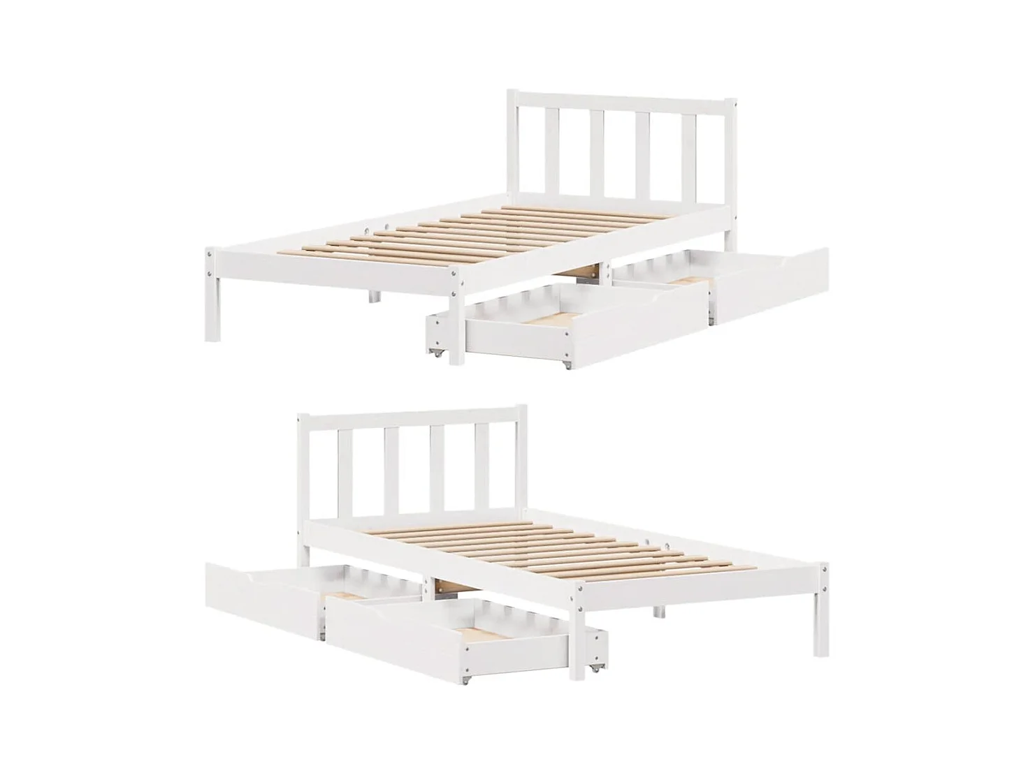 Bedframe zonder matras wit 100x200 cm massief grenenhout