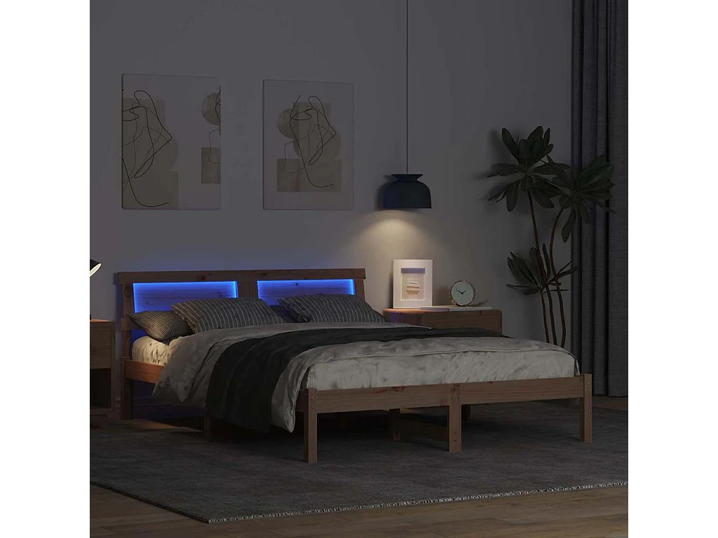 Cadre de lit Marron 135 x 190 cm Bois massif en pin