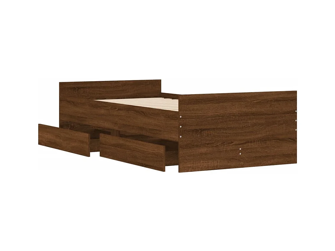 Struttura letto con cassetti senza materasso rovere marrone 90x190 cm