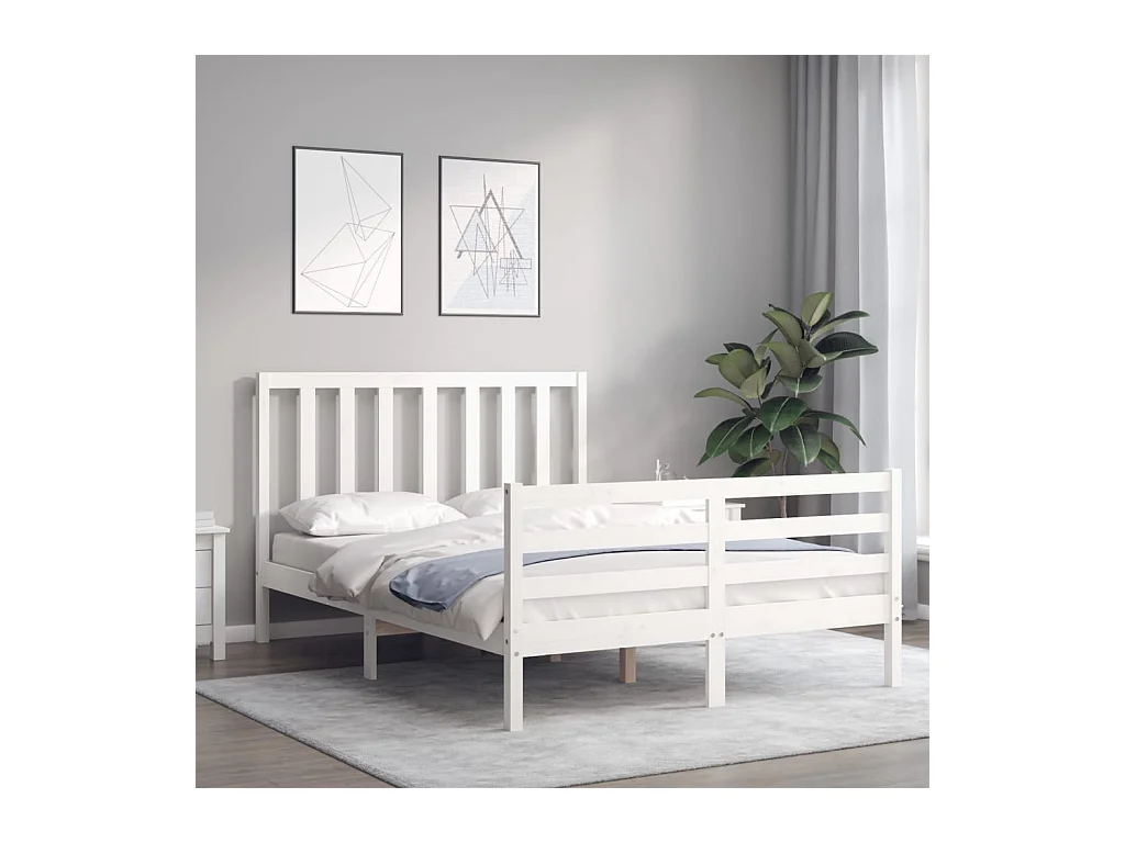 Bedframe zonder matras wit 140x190 cm massief grenenhout