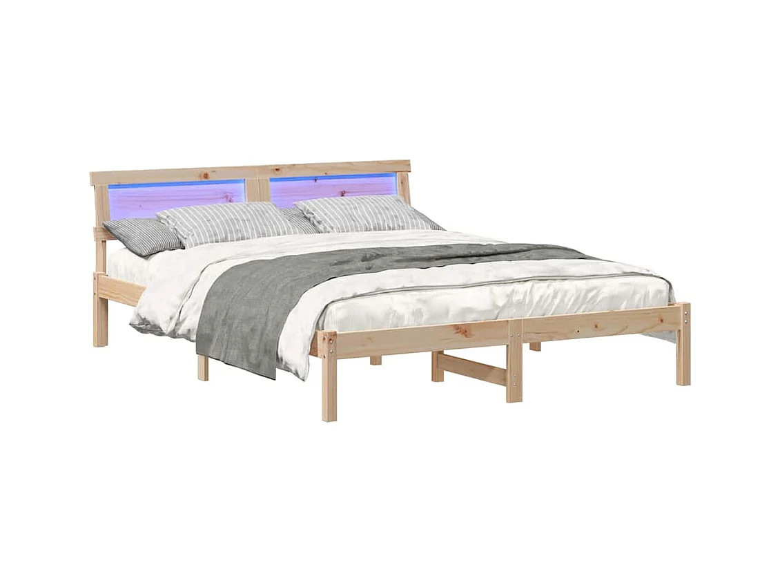 Bruin bedframe 140 x 200 cm massief grenenhout