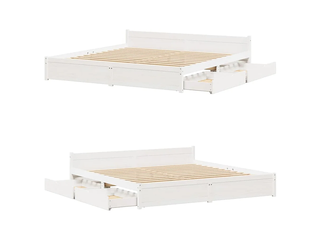 Bedframe zonder matras wit 160x200 cm massief grenenhout