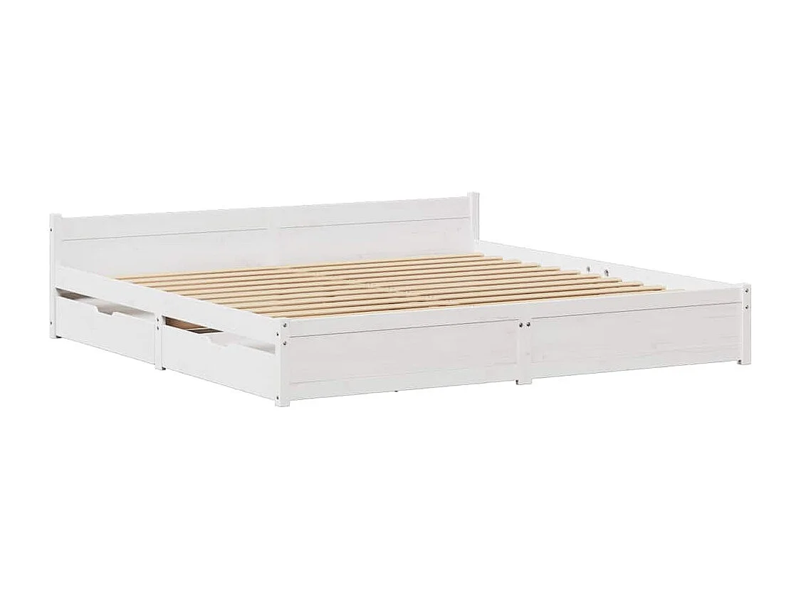 Struttura letto senza materasso bianco 160x200 cm in legno massello di pino