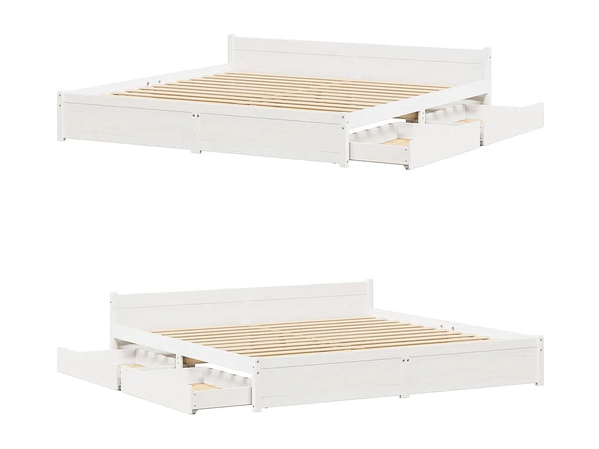 Struttura letto senza materasso bianco 160x200 cm in legno massello di pino