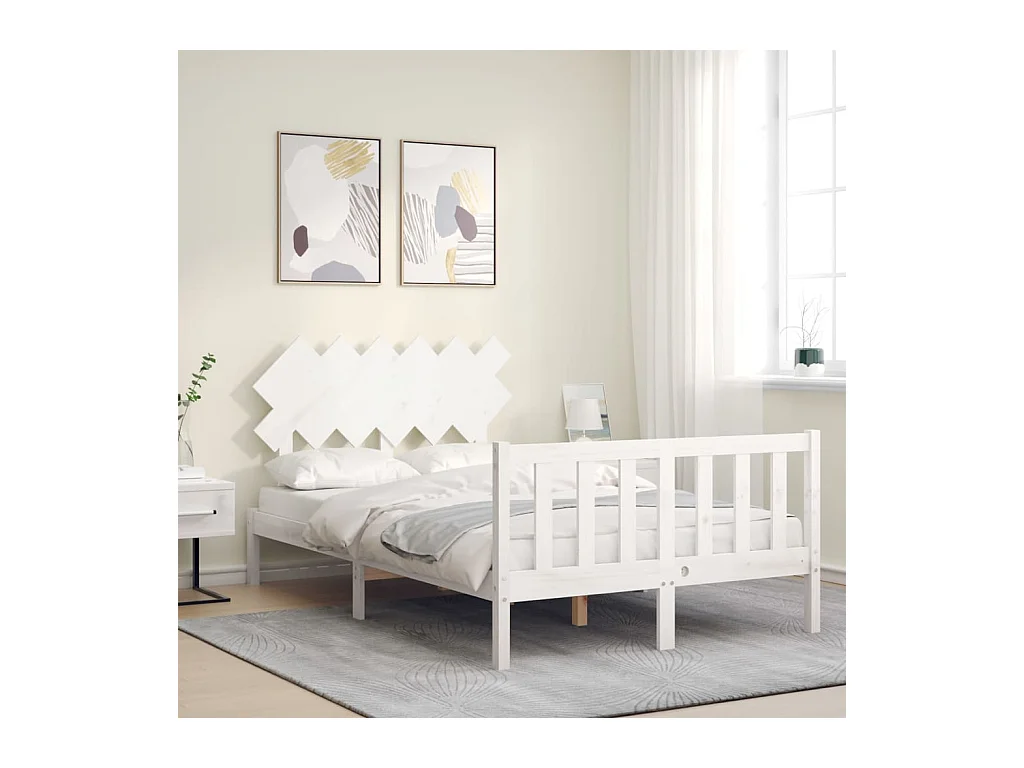 Struttura letto senza materasso bianco 120x200 cm in legno massello di pino