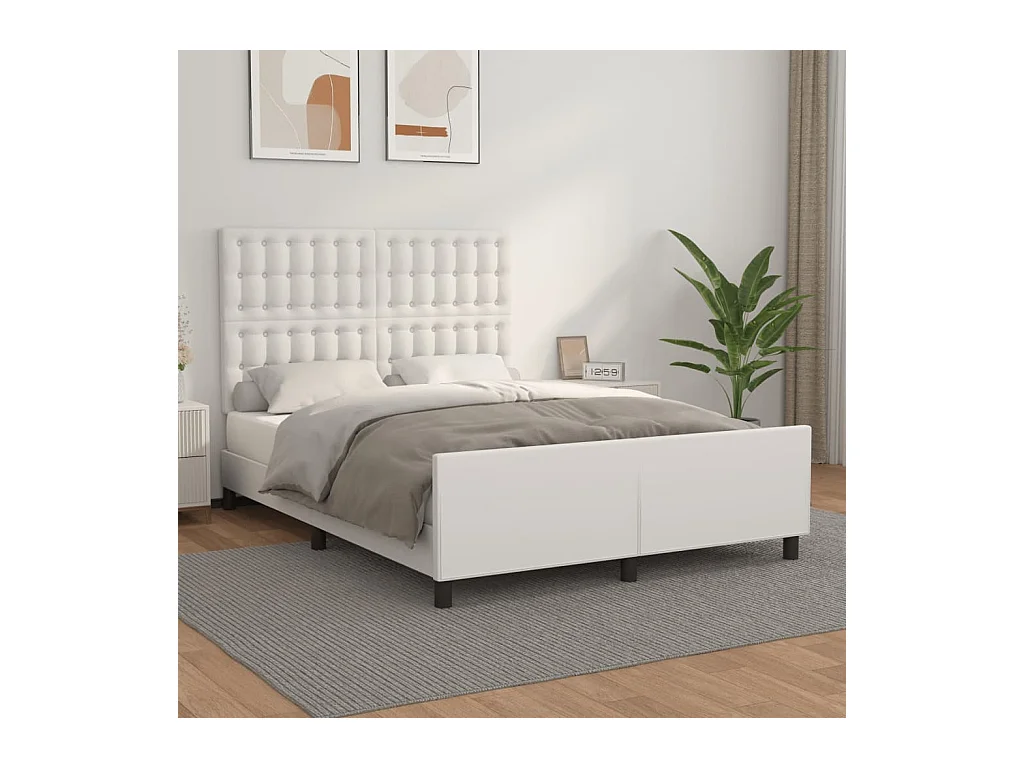 Estructura de cama sin colchón blanco 140x190 cm símil piel
