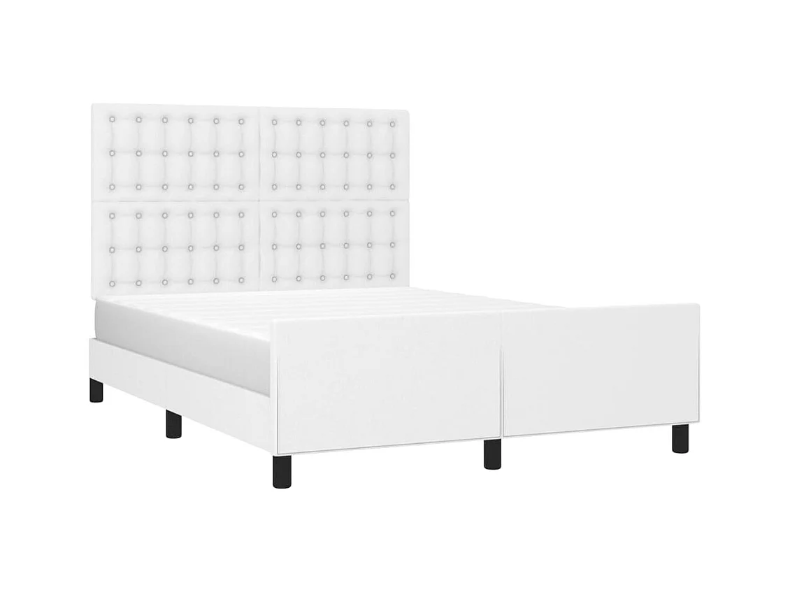 Estructura de cama sin colchón blanco 140x190 cm símil piel