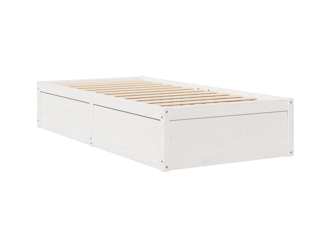Bed met witte matras 90x190 cm massief grenenhout