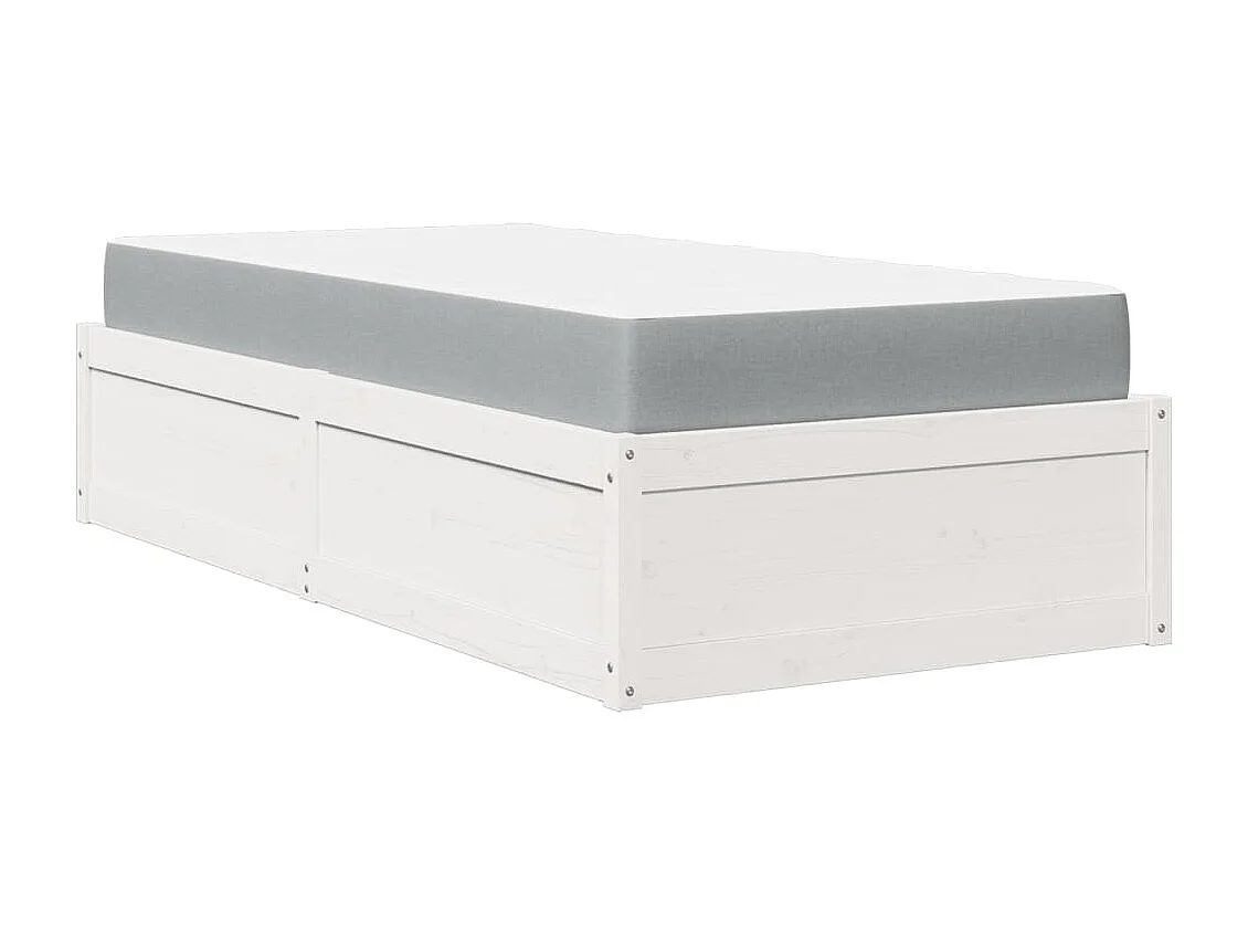 Lit avec matelas blanc 90x190 cm bois massif de pin