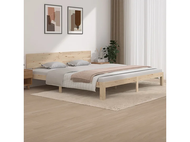Bedframe zonder matras massief grenenhout 200x200 cm